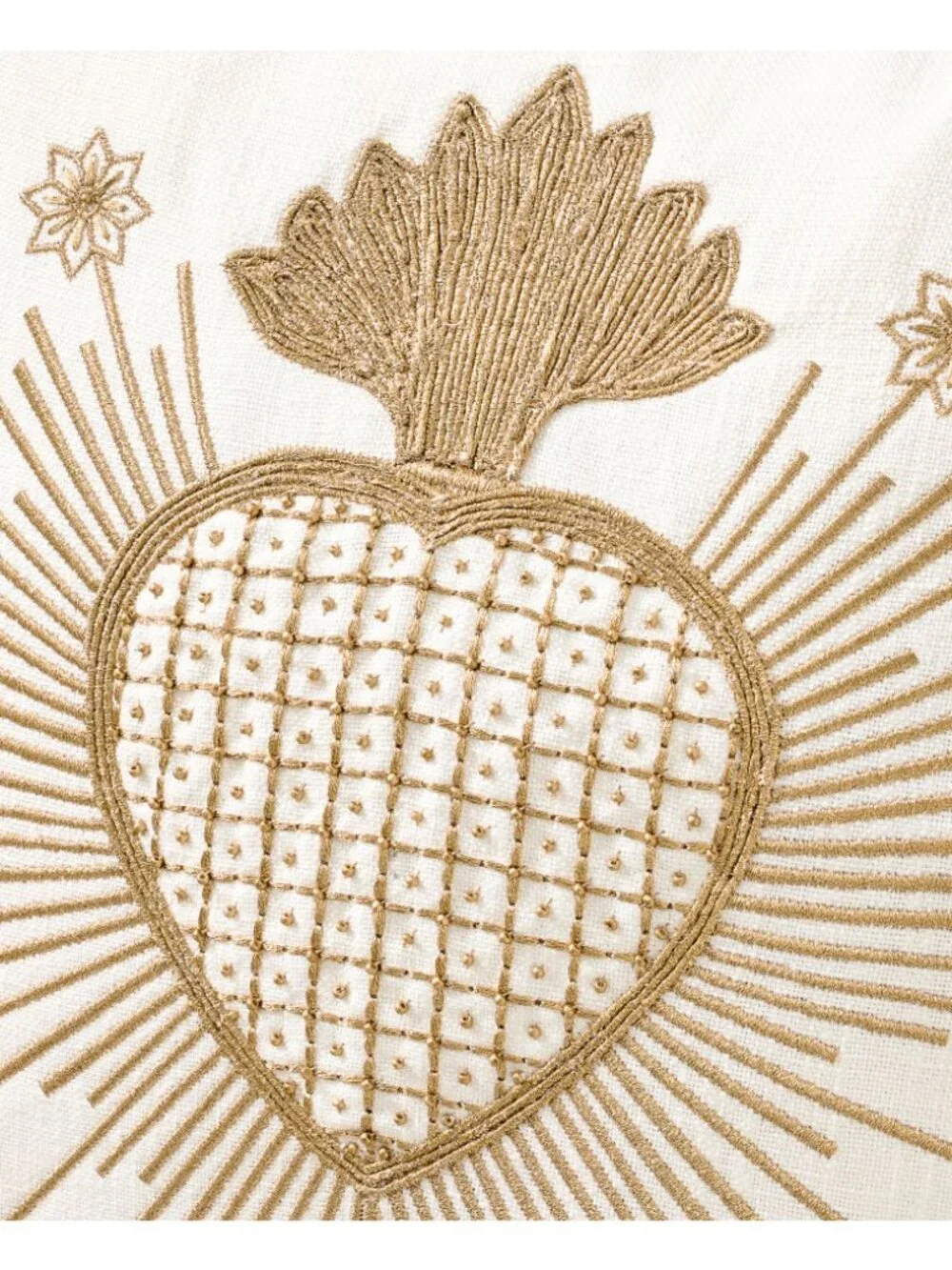 Pottery Barn Gold Heart Filled Pillow